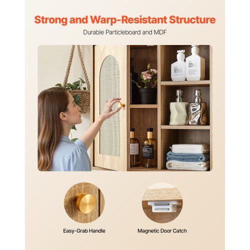 Badrumsväggskåp, dörr och justerbar hylla med 5 höjdnivåer, förvaring över toaletten medicinskåp väggmonterad, hängande organisatör med hyllor för tvättstuga kök toalett |  EU