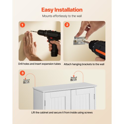 Badrumsväggskåp, 2 dörrar och justerbar hylla, Förvaring över toaletten Medicinskåp Väggmonterat, Platsbesparande Hängande Organiserare med Hyllor för Tvättstuga Kök Toalett, Vit |  EU