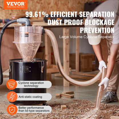 Cyclone Dust Separator Dammsugare Separator 4" för 18,9-37,85L tank