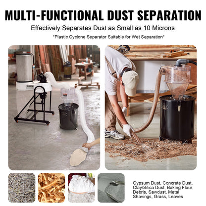 Cyclone Dust Separator Dammsugare Separator 4" för 18,9-37,85L tank