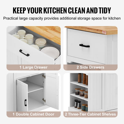Kitchen Island Cart Storage Cabinet Serving Cart with Drawer and Shelves