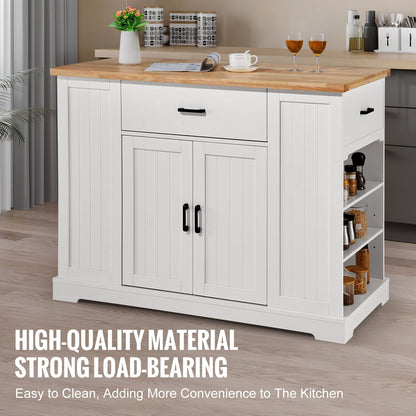 Kitchen Island Cart Storage Cabinet Serving Cart with Drawer and Shelves