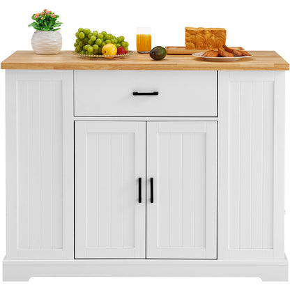 Kitchen Island Cart Storage Cabinet Serving Cart with Drawer and Shelves