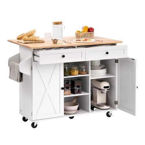 132 cm köksö vagn rullande förvaringsskåp bord låda nedfällbar skiva