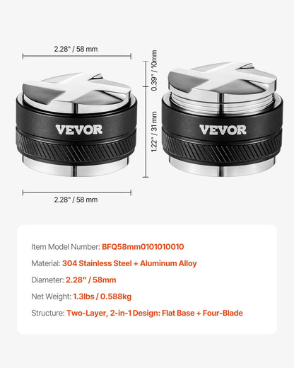58mm coffee distributor 2-in-1 adjustable espresso distributor for home