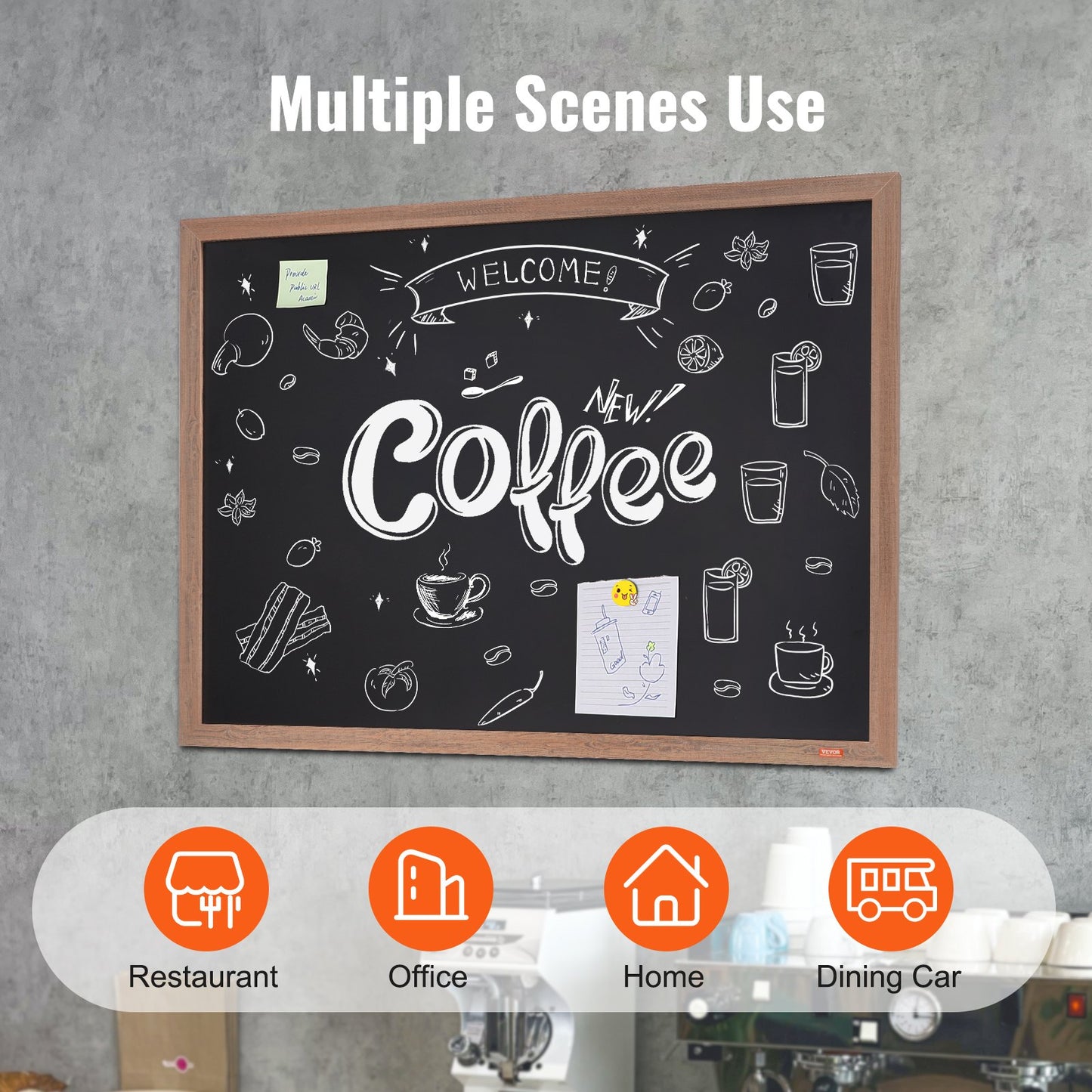 Magnetic Chalkboard, Hanging Message Signs with Chalk and Eraser, Vintage Wooden Chalkboards, Rustic Brown Framed Calendar and Bulletin Boards, 35"x46", Kitchen, Home Decor, Wedding