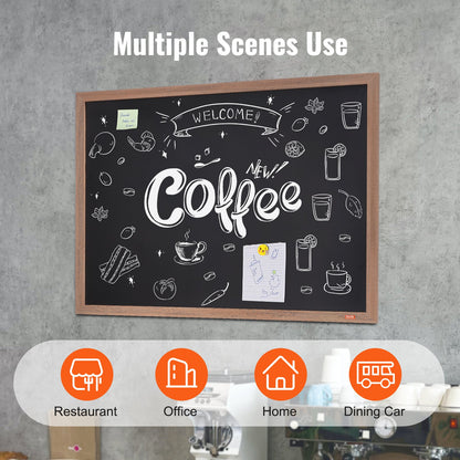 Magnetic Chalkboard, Hanging Message Signs with Chalk and Eraser, Vintage Wooden Chalkboards, Rustic Brown Framed Calendar and Bulletin Boards, 35"x46", Kitchen, Home Decor, Wedding