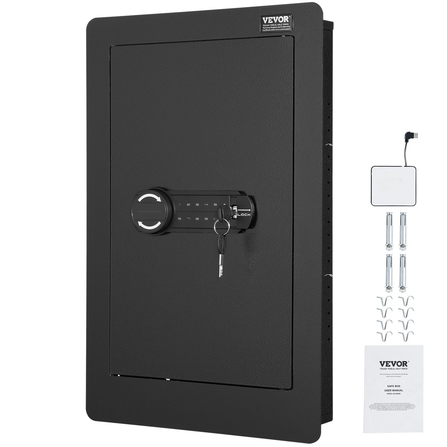 25,59" Tall Wall Safe 3-Leder Hidden Safe med knappsatshyllor och nyckelhållare