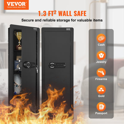 42,91" Tall Wall Gun Safe 4-tier Hidden Gun Safe med knappsats och fingeravtryck