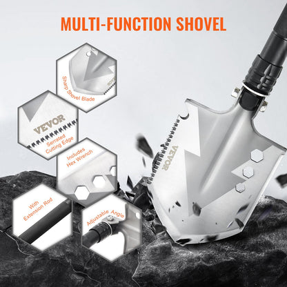 Survival Shovel 8 i 1 Camping Shovel Folding Multitool Portable Compact