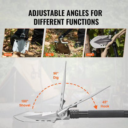 Survival Shovel 11 i 1 Camping Shovel Folding Multitool Portable Compact