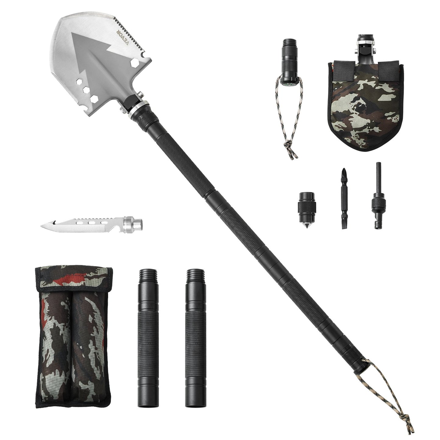 Survival Shovel 11 i 1 Camping Shovel Folding Multitool Portable Compact