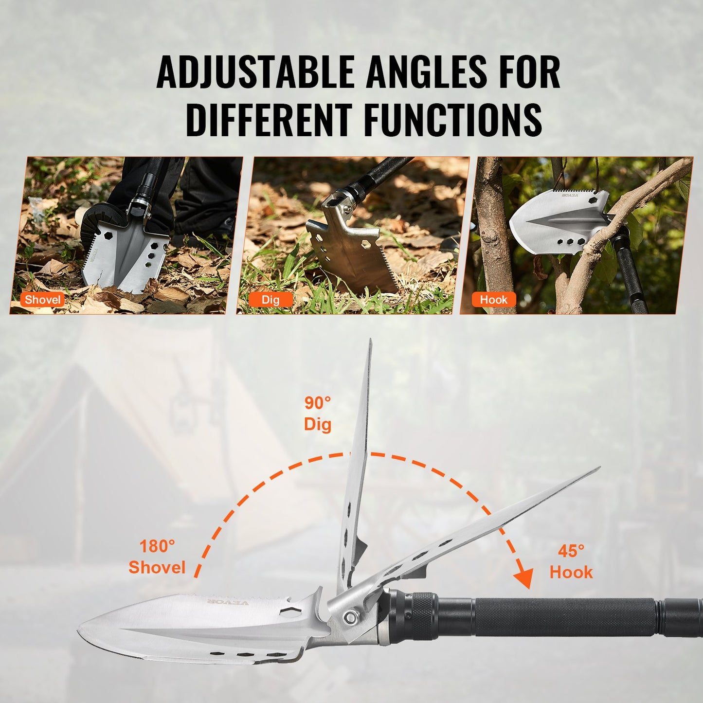 Survival Shovel 13 i 1 Camping Shovel Folding Multitool Portable Compact