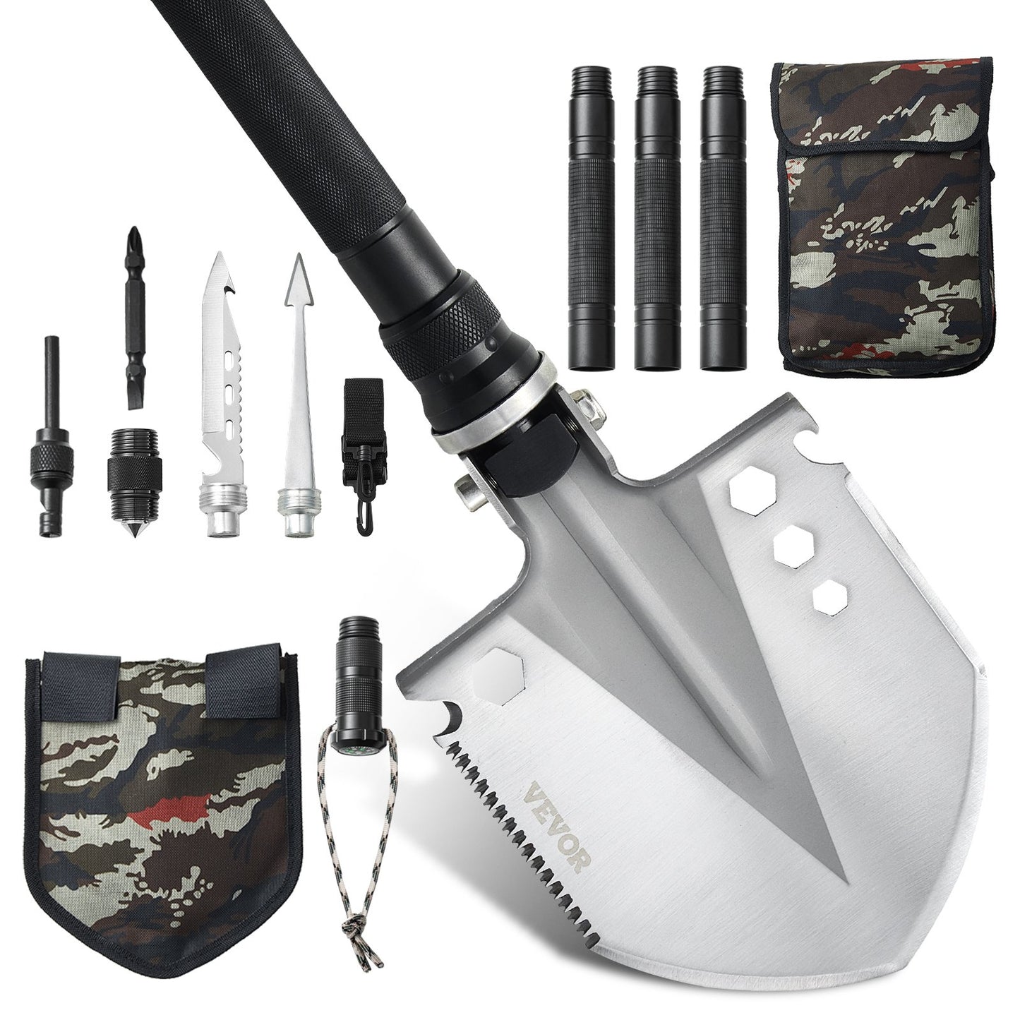 Survival Shovel 13 i 1 Camping Shovel Folding Multitool Portable Compact