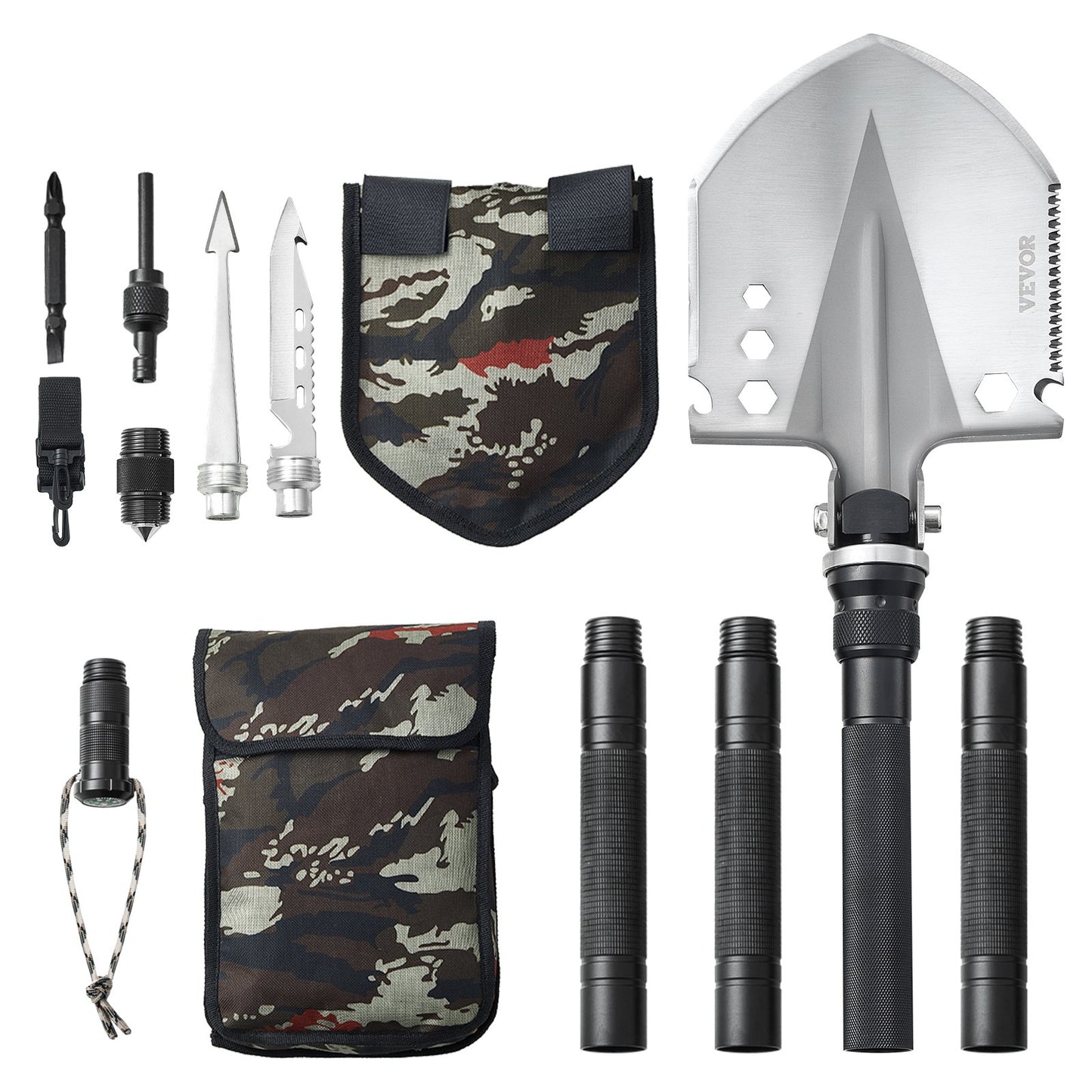 Survival Shovel 13 i 1 Camping Shovel Folding Multitool Portable Compact
