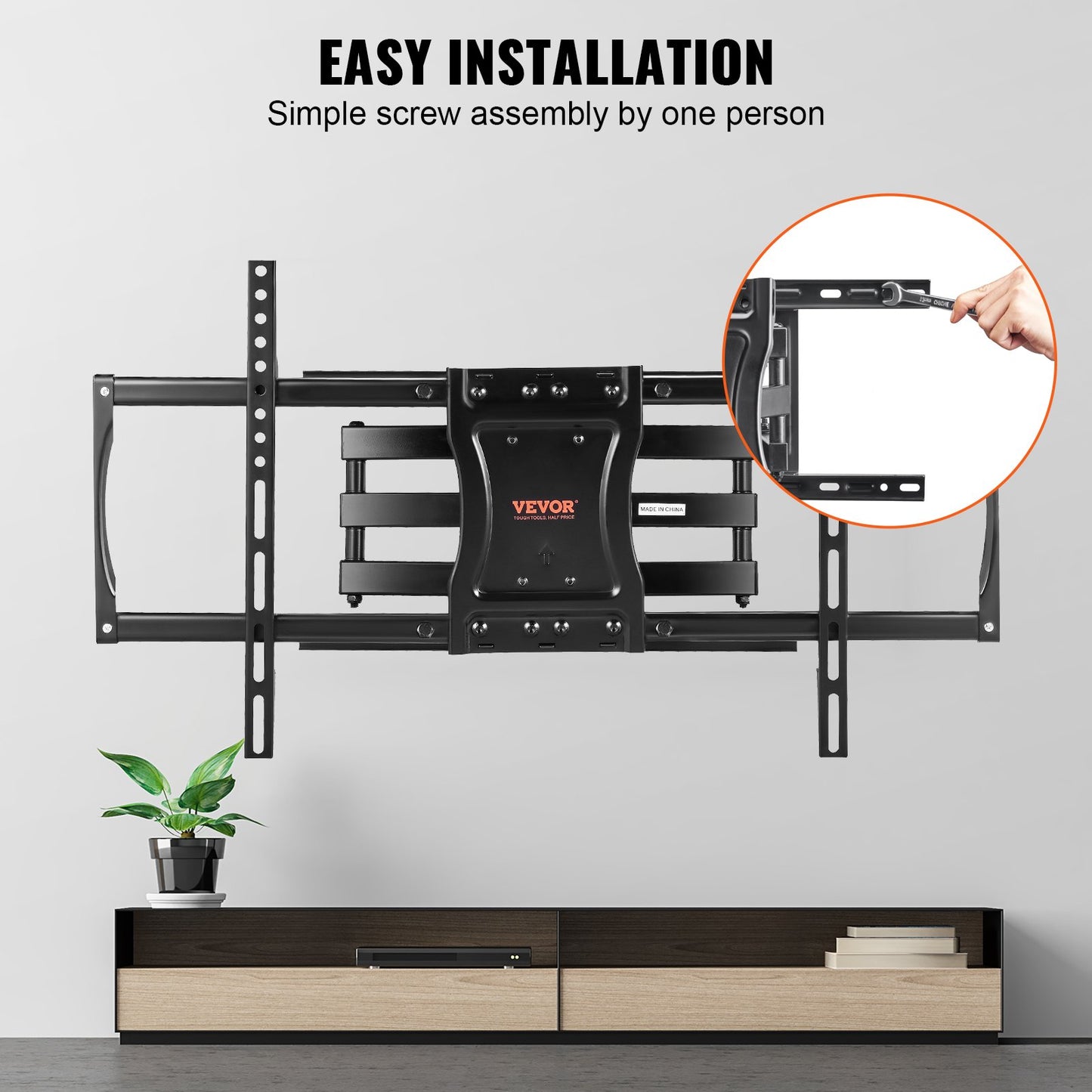 Full Motion TV Mount Fits most 37-75 inch TVs, Swivel Tilt Horizontal Adjustment TV Wall Mount with 4 Articulating Arms, Max VESA 600x400 mm, Holds up to 132 lbs