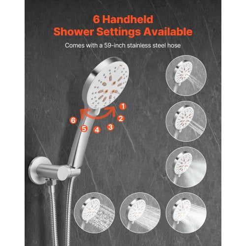 Duschblandare set 10" runt regnduschhuvud och handduschset borstad nickel
