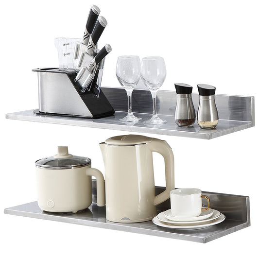 8,6" x 30" hylla i rostfritt stål, väggmonterade flytande hyllor med backsplash, 44 lbs lastkapacitet kommersiella hyllor, Heavy Duty förvaringsställ för restaurang, kök, bar, hem och hotell