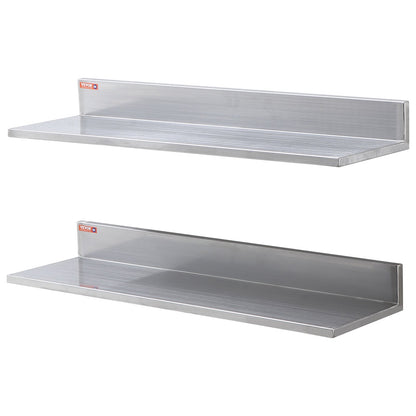 8.6" x 30" Stainless Steel Shelf, Wall Mounted Floating Shelves with Backsplash, 44 lbs Load Capacity Commercial Shelves, Heavy Duty Storage Rack for Restaurant, Kitchen, Bar, Home and Hotel