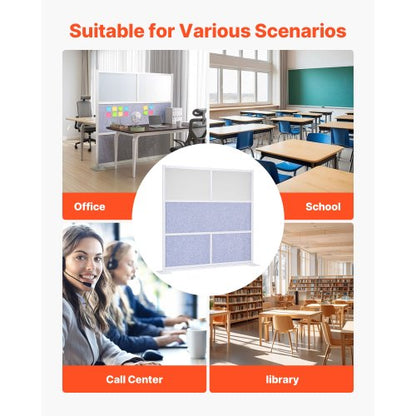 Kontorsavdelare Sekretesspanel, 1-pack, 1778 x 1778 mm Modulär Väggrumsavdelare, PET Arbetsstation Båsavdelare med Frostade Fönster, Fristående Sekretesspanel för Kontorsbibliotek |  EU