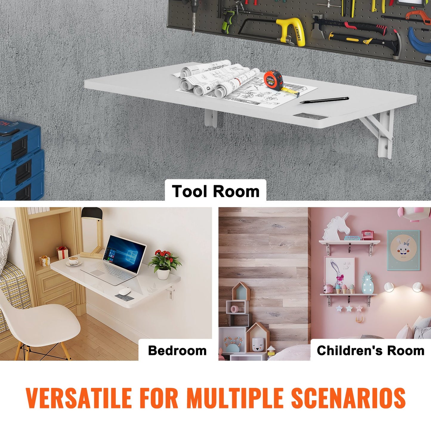 An der Wand befestigter schwimmender Klapptisch Laptop-Schreibtisch Home Office 23,62x15,75 Zoll