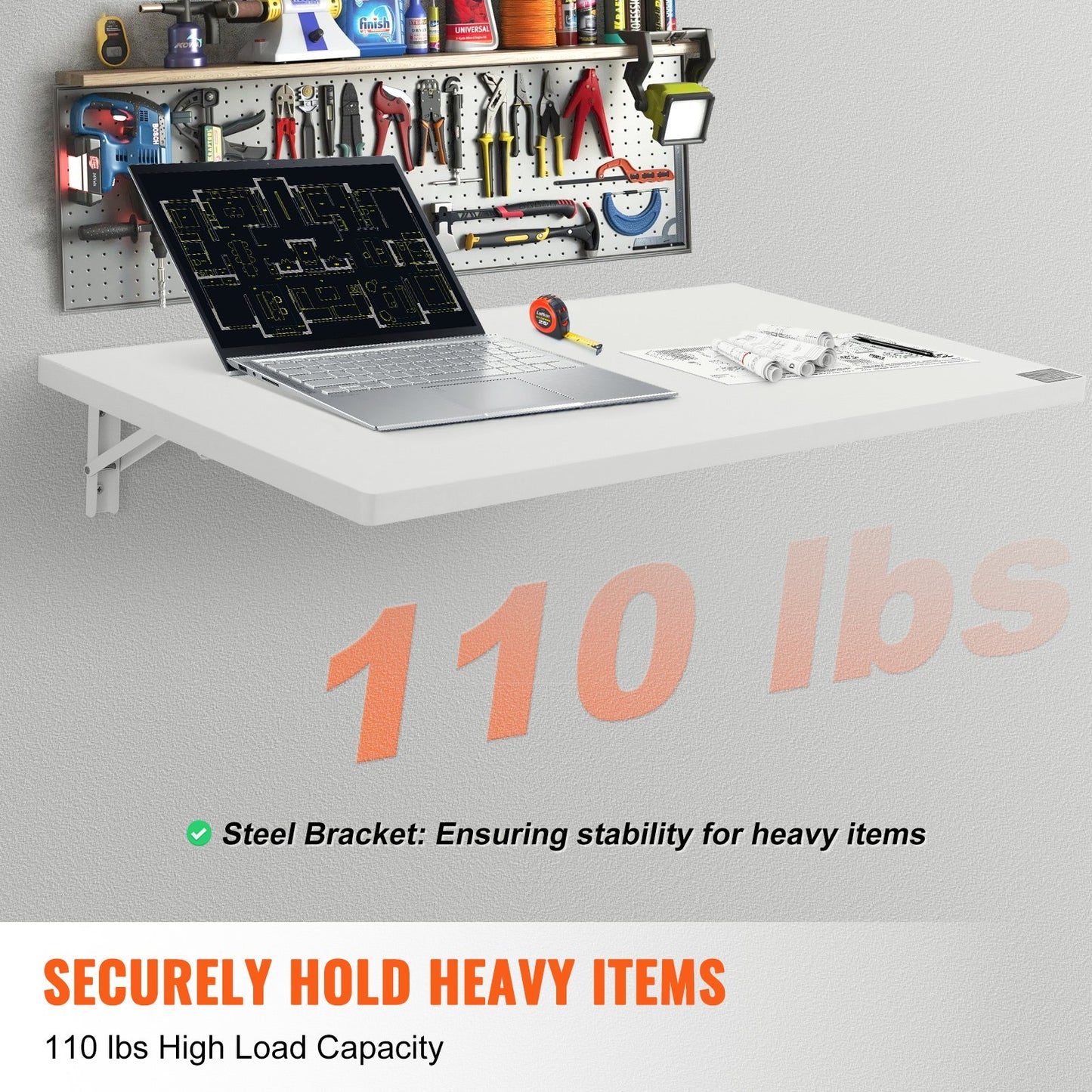 An der Wand befestigter schwimmender Klapptisch Laptop-Schreibtisch Home Office 35,43x19,69 Zoll