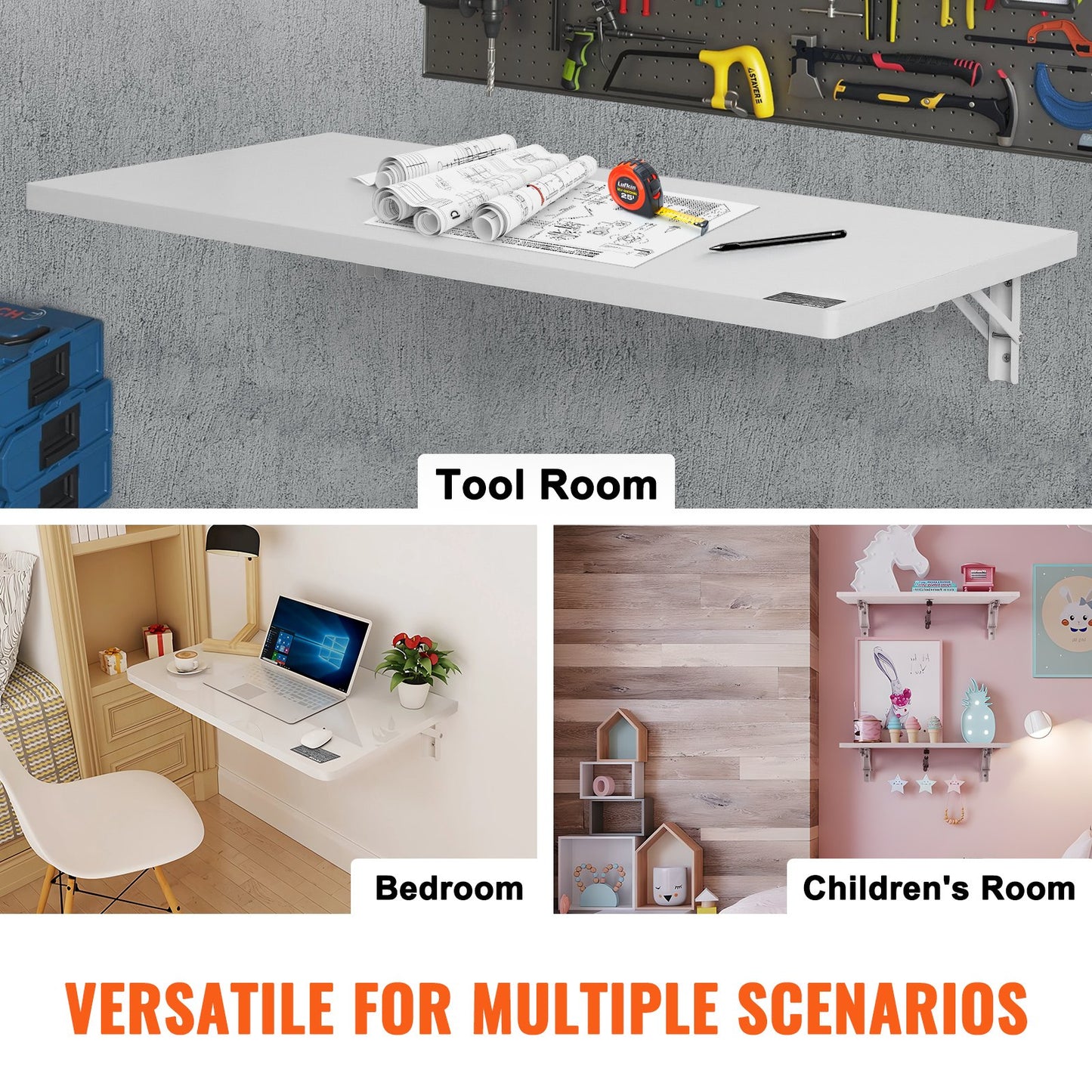 An der Wand befestigter schwimmender Klapptisch Laptop-Schreibtisch Home Office 35,43x19,69 Zoll