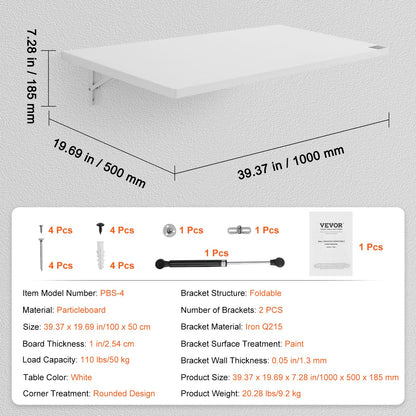 An der Wand montierter schwimmender Klapptisch, Laptop-Schreibtisch, Home Office, 39,37 x 19,69 Zoll