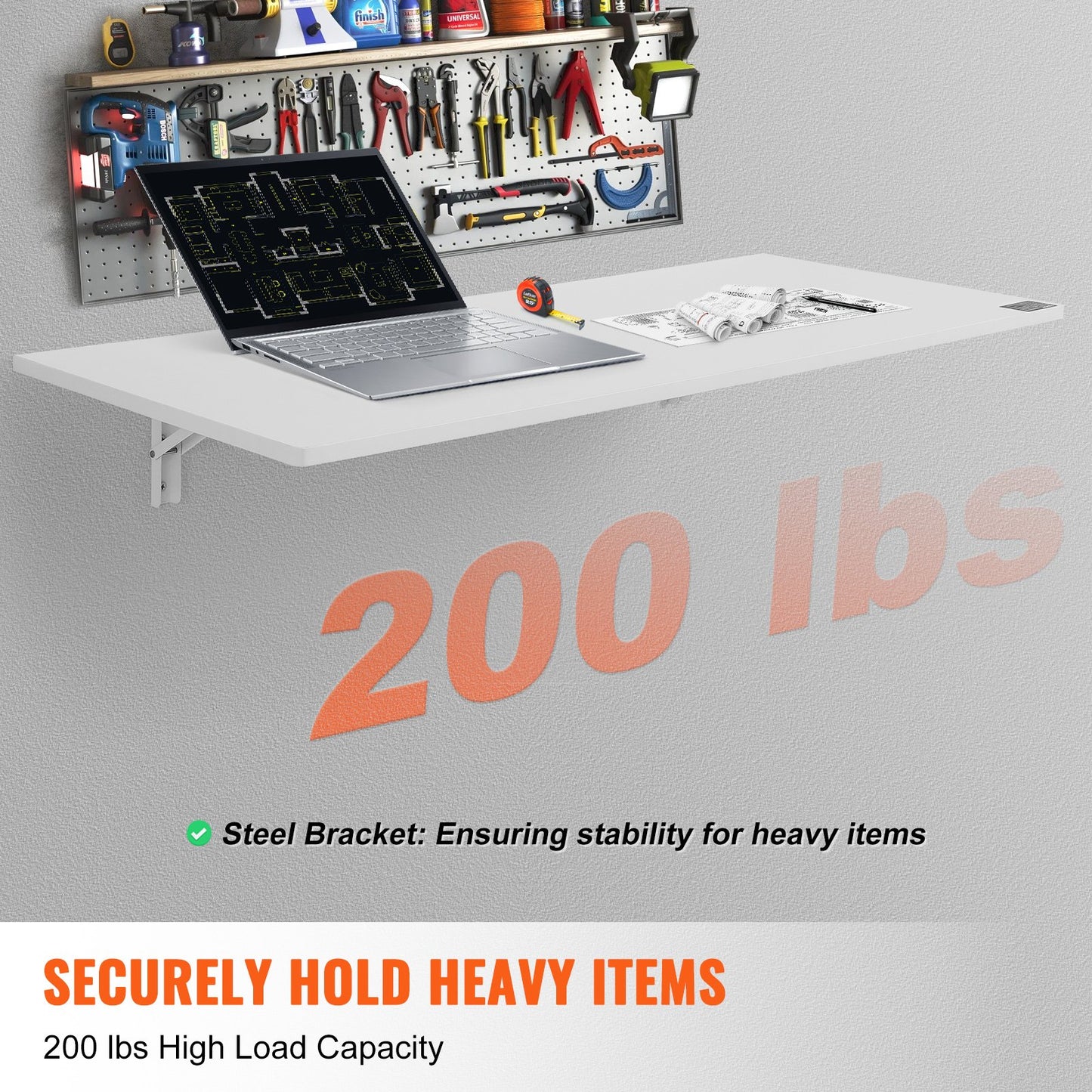 An der Wand befestigter schwimmender Klapptisch Laptop-Schreibtisch Home Office 47,24x19,69 Zoll