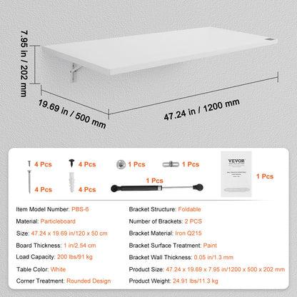 An der Wand befestigter schwimmender Klapptisch Laptop-Schreibtisch Home Office 47,24x19,69 Zoll