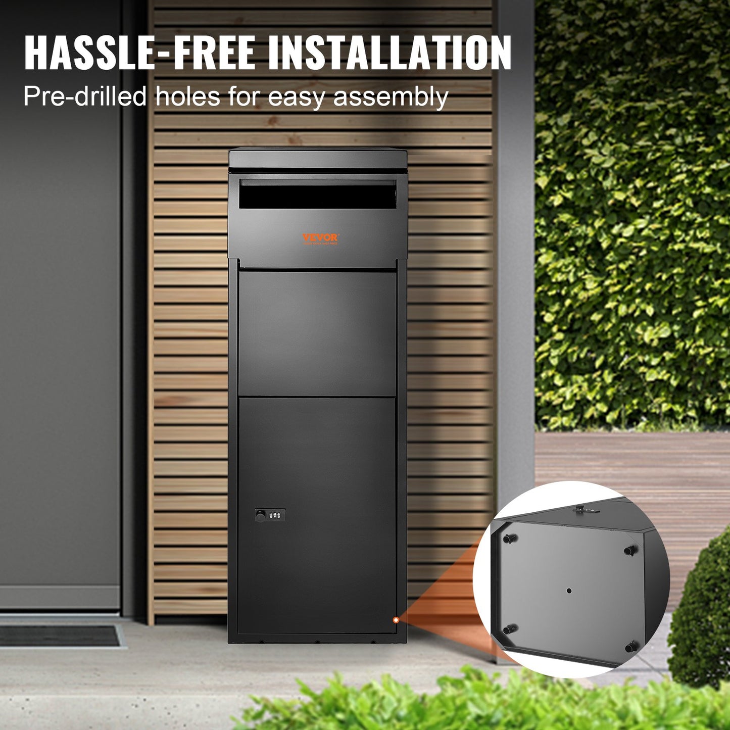 Paketleveranslådor för utvändigt 13,9"x11,6"x42", leveranslåda i galvaniserat stål för paket med kodat lås, stöldskydd, IPX3 vattentät paketförpackning för uteplats, veranda, trottoarkant