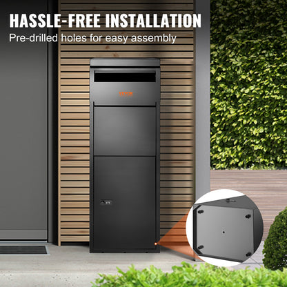 Paketleveranslådor för utvändigt 13,9"x11,6"x42", leveranslåda i galvaniserat stål för paket med kodat lås, stöldskydd, IPX3 vattentät paketförpackning för uteplats, veranda, trottoarkant