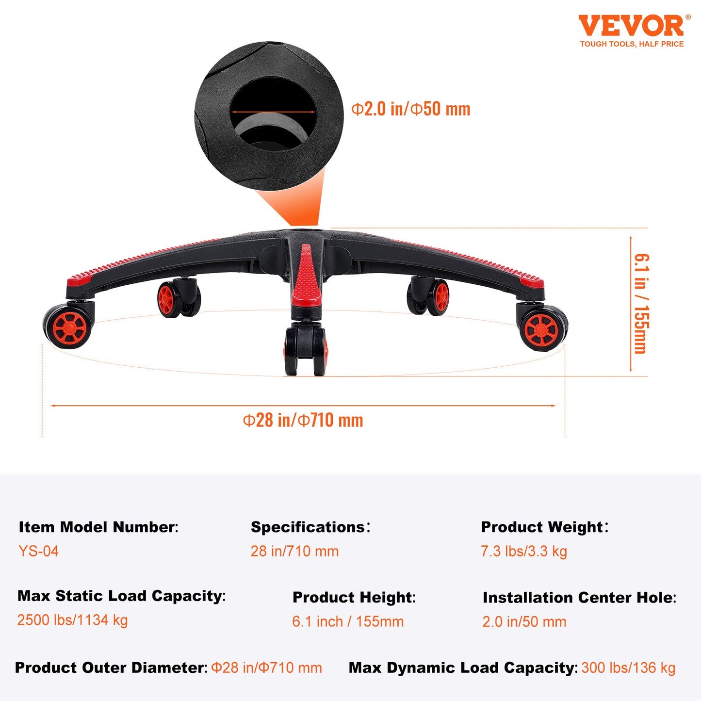 Byte av kontorsstolsbas 28" Heavy Duty Swivel Stolsbas 2500 lbs