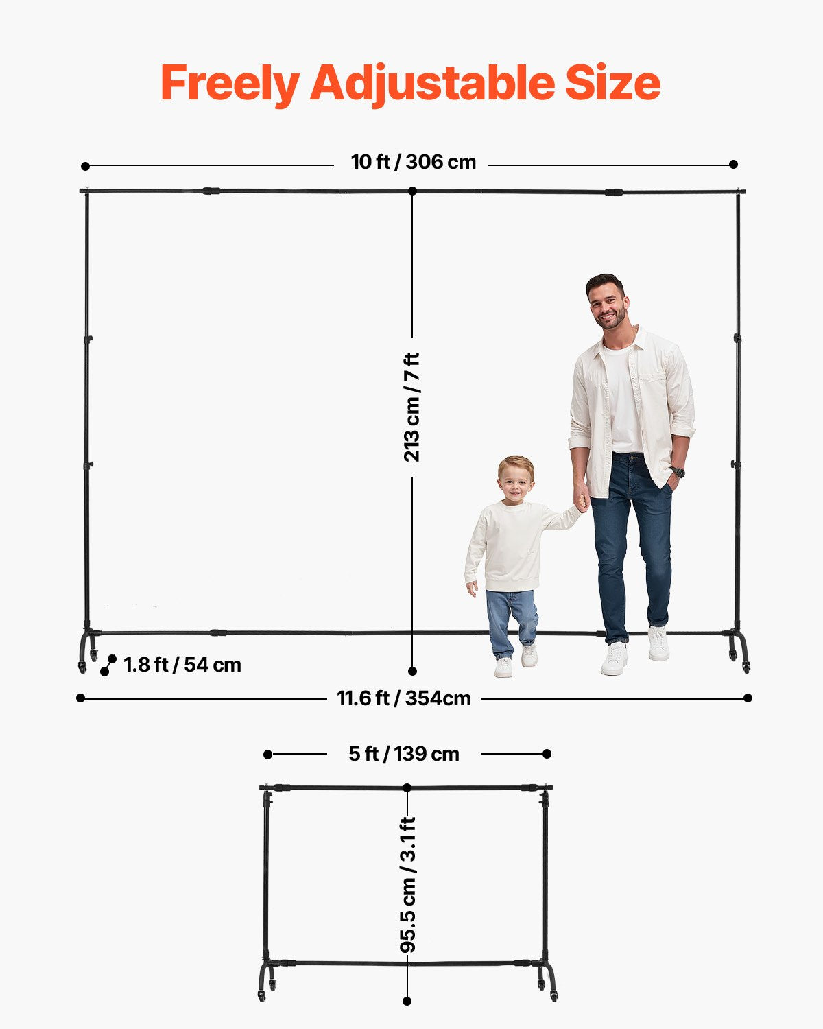 Backdrop Stand Flyttbart Stand Kit 7 x 10 ft för Party & Photo Video Studio