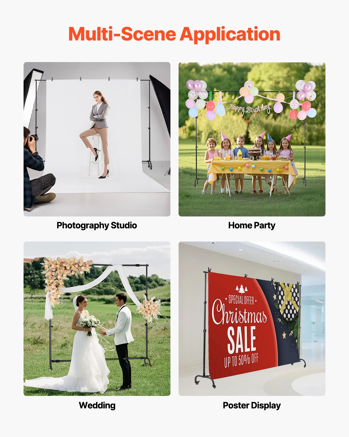 Backdrop Stand Flyttbart Stand Kit 7 x 10 ft för Party & Photo Video Studio