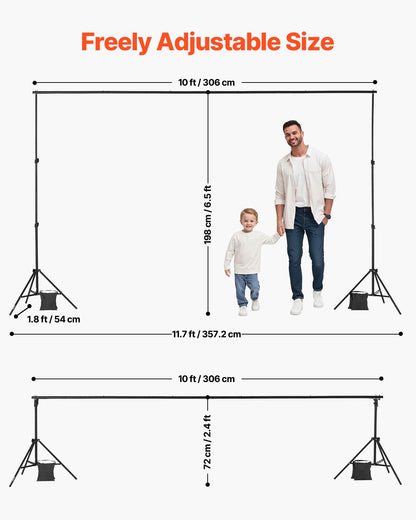 Bakgrundsstativ Bakgrundsstativsats 6,5 x 10 fot för fest & fotostudio
