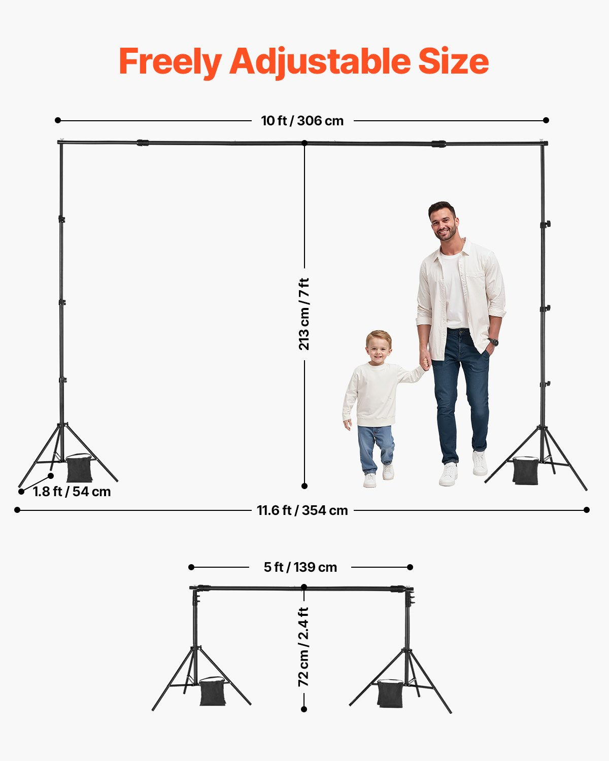 Bakgrundsstativ Bakgrundsstativsats 7 x 10 fot för fest och fotostudio