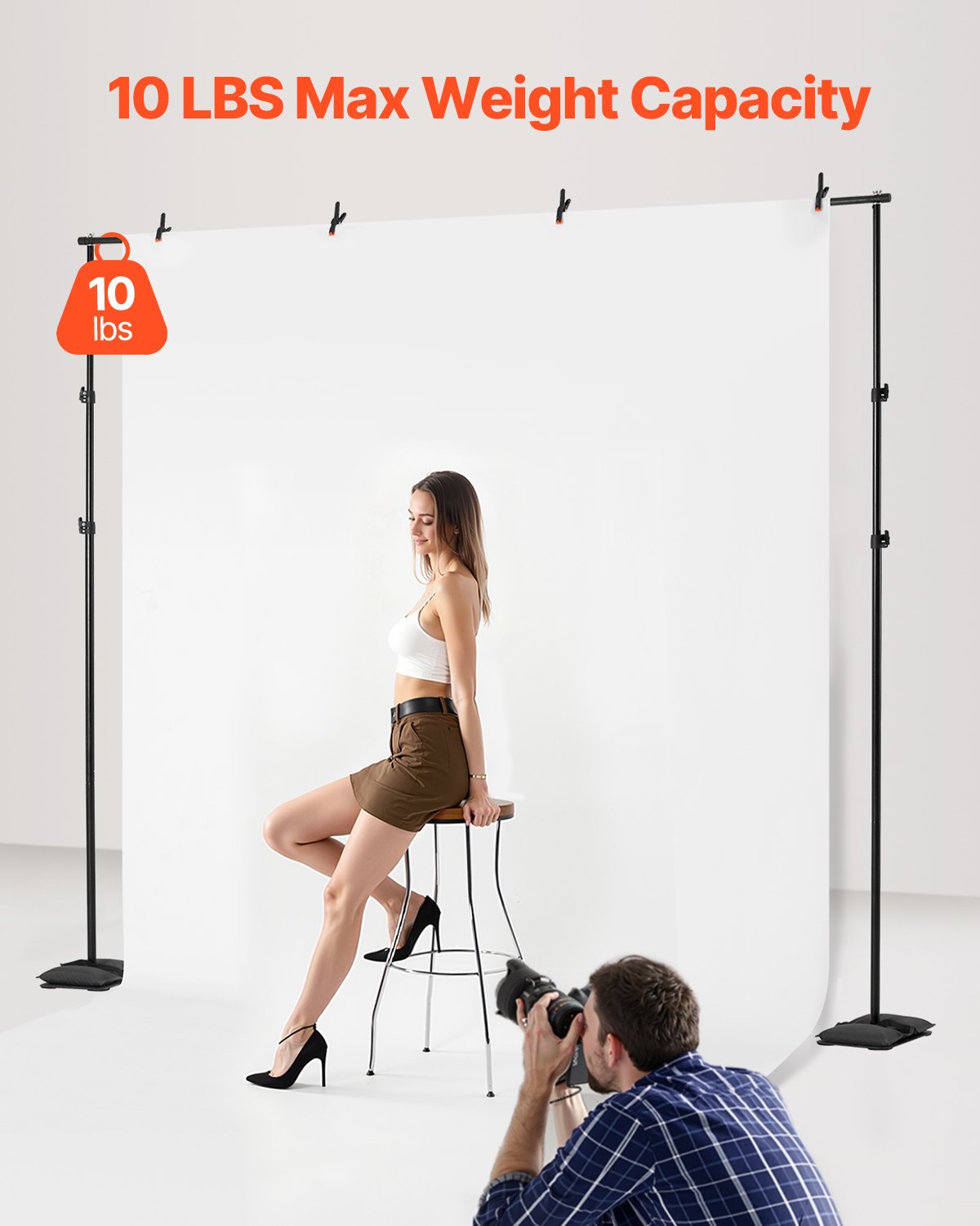 Bakgrundsstativ Bakgrundsstativsats 8,5 x 10 fot för fest och fotostudio