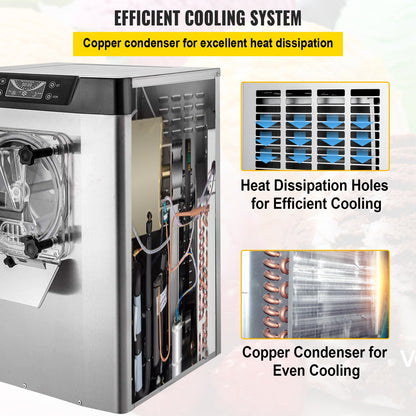 Commercial Hard Ice Cream Machine 3.5-4.4 UK Gallon/H Stainless Steel Ice Cream Machine