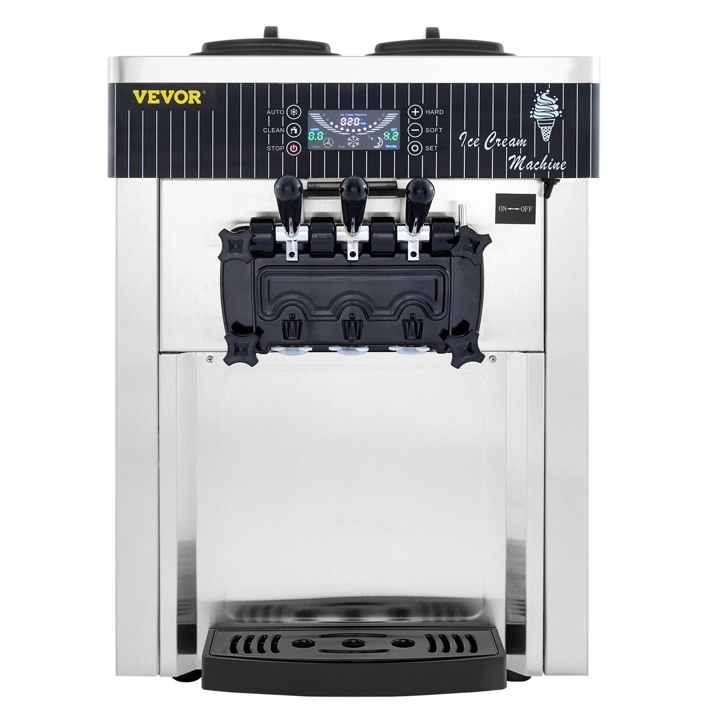Mjukglassmaskin 2200W kommersiell bänkskiva mjukglassmaskin 5,3 till 7,4 liter per timme Glassmaskin för restauranger Barer Caféer Bagerier