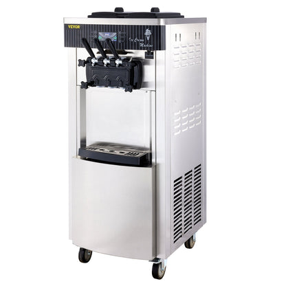 Mjukglassmaskin 2200W kommersiell vertikal mjukglassmaskin 5,3 till 7,4 liter per timme Glassmaskin för restauranger Barer Caféer Bagerier