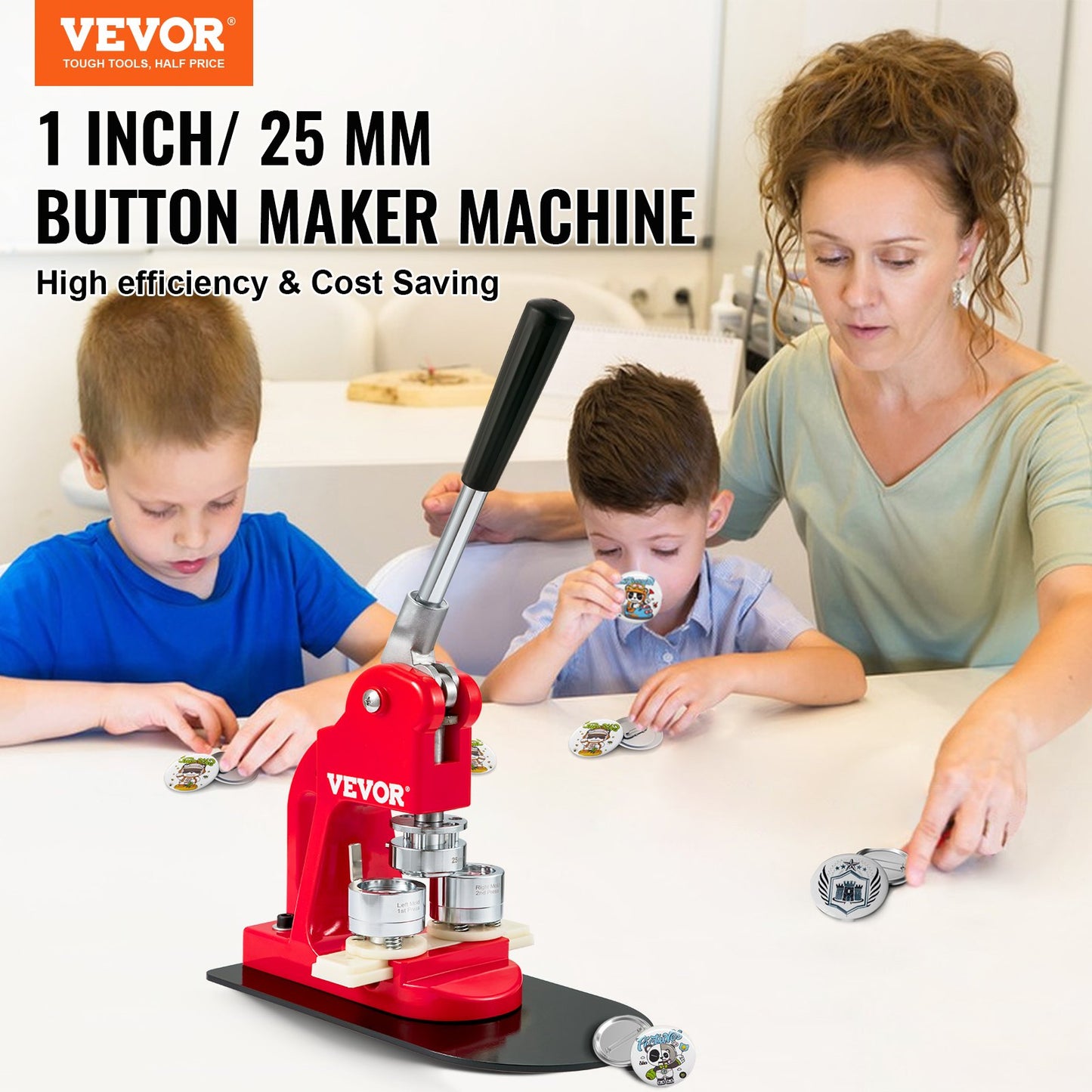 Button Maker Machine Badge Pin Machine 1" 25MM 500 Free Parts Press Kit