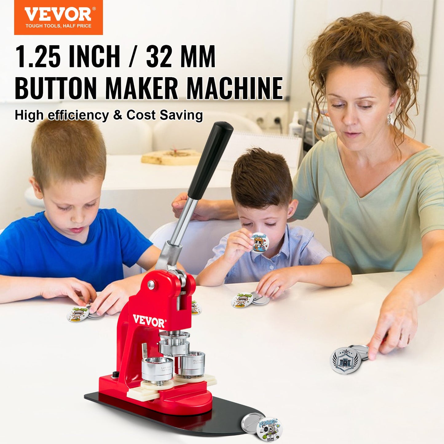 Button Maker Machine Badge Pin Machine 1,25" 32MM 500 Free Parts Press Kit