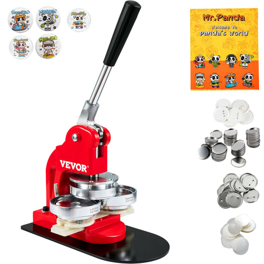 Button Maker Machine, 58 mm (2,25 tum) Badge Punch Press Kit, Barn DIY-presenter Pin Maker, Tillbehör för knapptillverkning med 500 st knappdelar & cirkelskärare och magisk bok