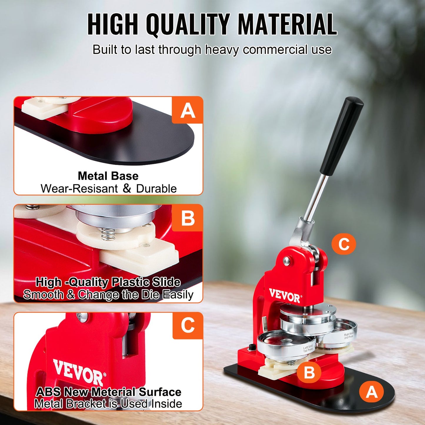 Button Maker Machine, 75 mm (3 tum) Badge Punch Press Kit, Barn DIY-presenter Pin Maker, Tillbehör för knapptillverkning med 500 st knappdelar & Circle Cutter & Magic Book