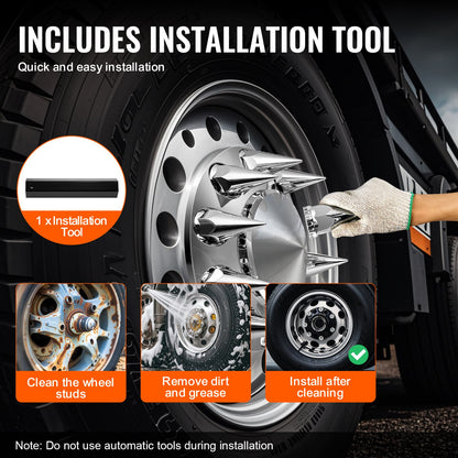 Front Axle Cover Combo Kit ABS Lug Nut Covers with Nut Protection Tool