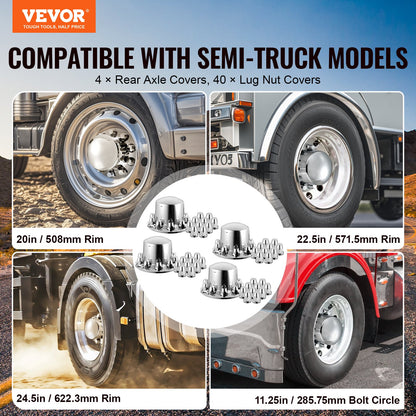 Rear Axle Cover Combo Kit ABS Lug Nut Covers with Nut Protection Tool