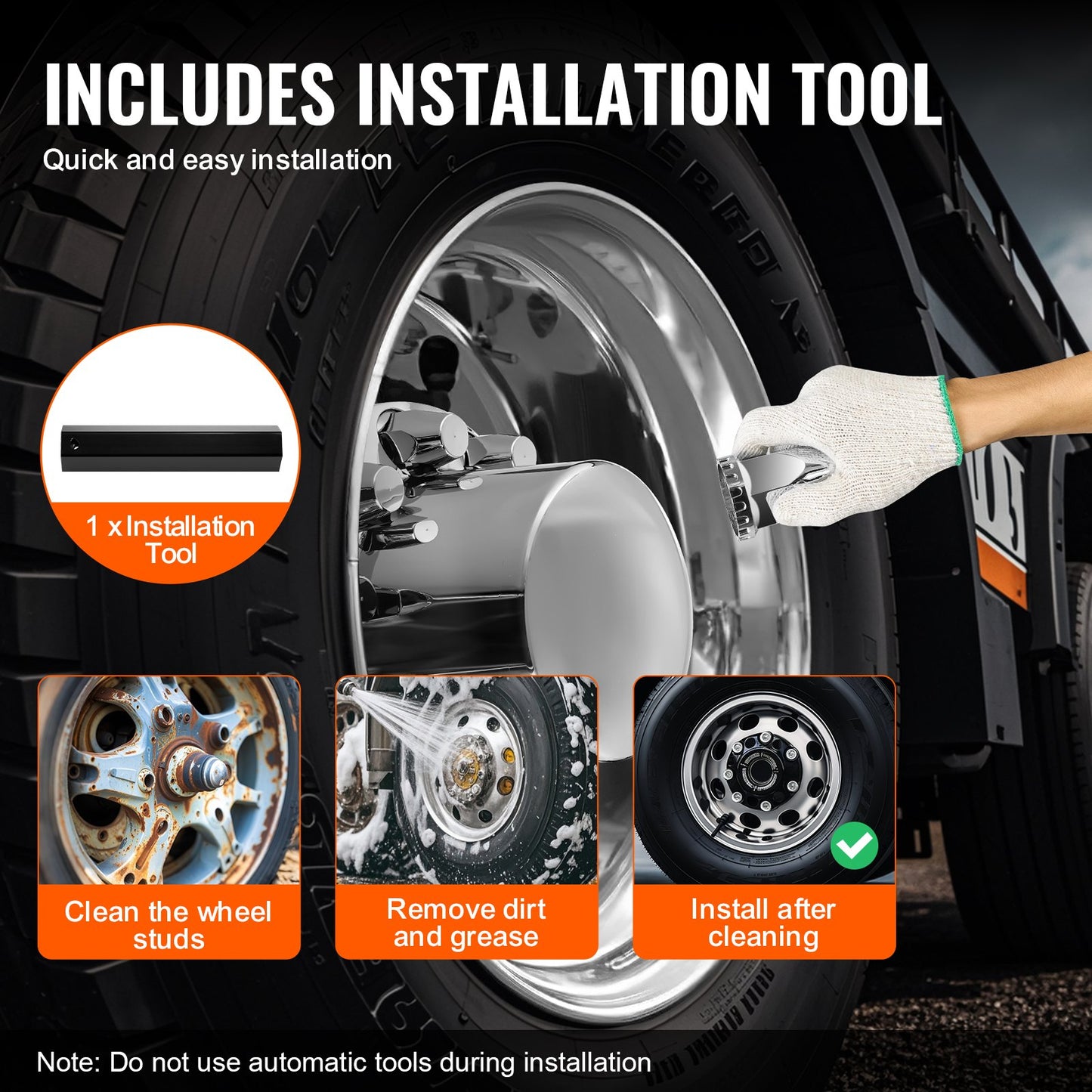 Rear Axle Cover Combo Kit ABS Lug Nut Covers with Nut Protection Tool