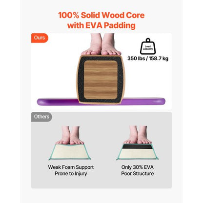 8FT Balansbom för Barn, 158,7 KG Stabilt Stöd Gymnastikgolvbom med Halkfria Trämattor, Gymnastikträningsutrustning med Träkärna och Halkfri Botten för Hem och Gym, Gul |  EU