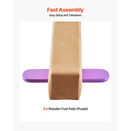 8FT Balansbom för Barn, 158,7 KG Stabilt Stöd Gymnastikgolvbom med Halkfria Trämattor, Gymnastikträningsutrustning med Träkärna och Halkfri Botten för Hem och Gym, Gul |  EU